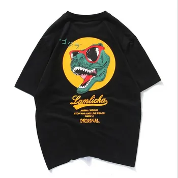 

Casual Cotton men Tops Harajuku T-Shirt Men 2019 Summer Hip Hop T Shirts Little dinosaur Cartoon Streetwear Tshirts Short Sleeve