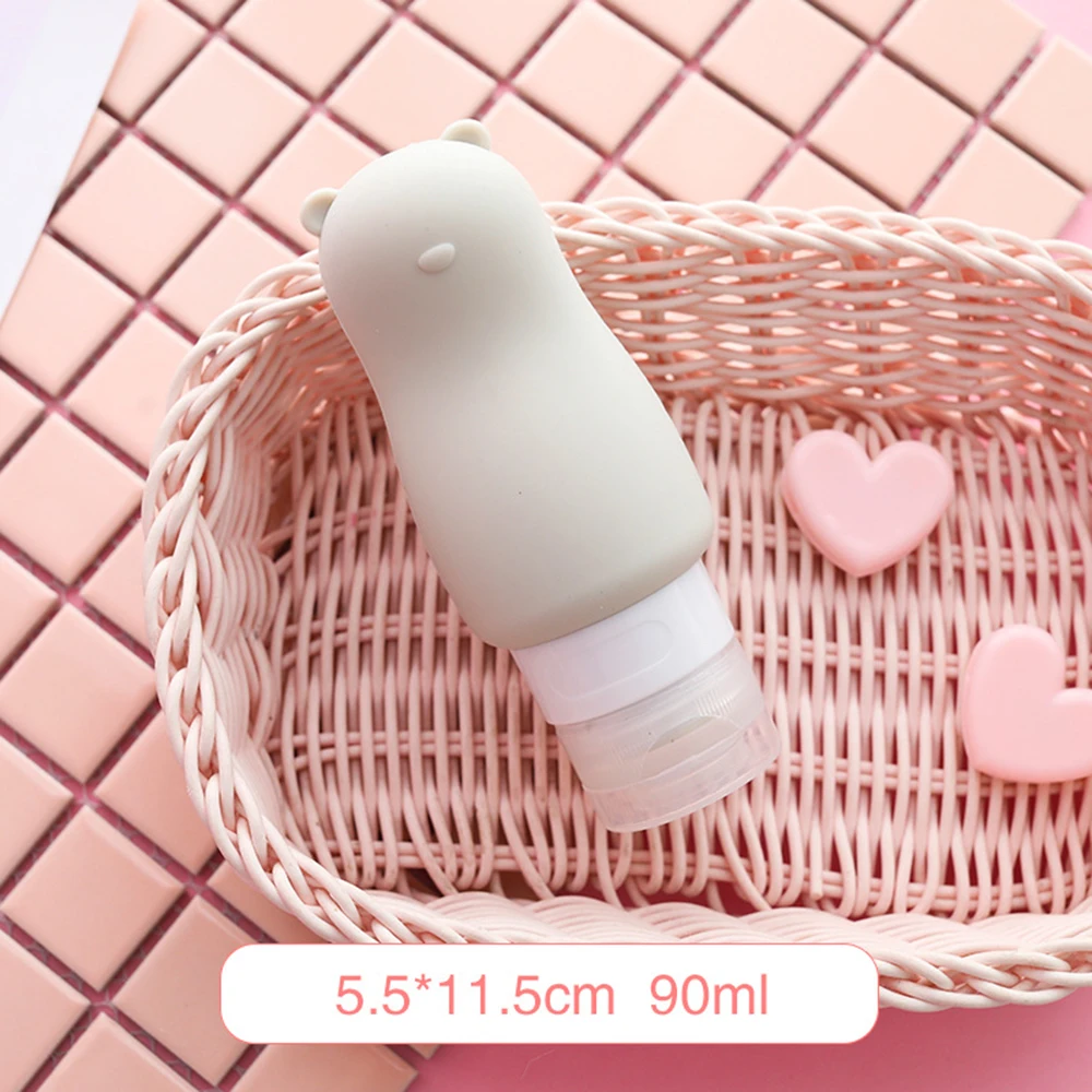 1 PC 90 ML Cute Animal Travel Food-grade Press Silicone Bottles Shampoo Shower Gel Lotion Sub-bottling Tube Squeeze Empty Bottle
