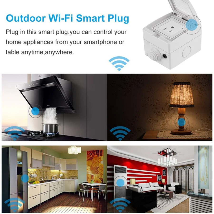 EJLINK Wifi Plug Socket IP55 Waterproof Smart Outlet Ewelink App Remote Control Outdoor Wifi Plug IOS and Android App Control (3)