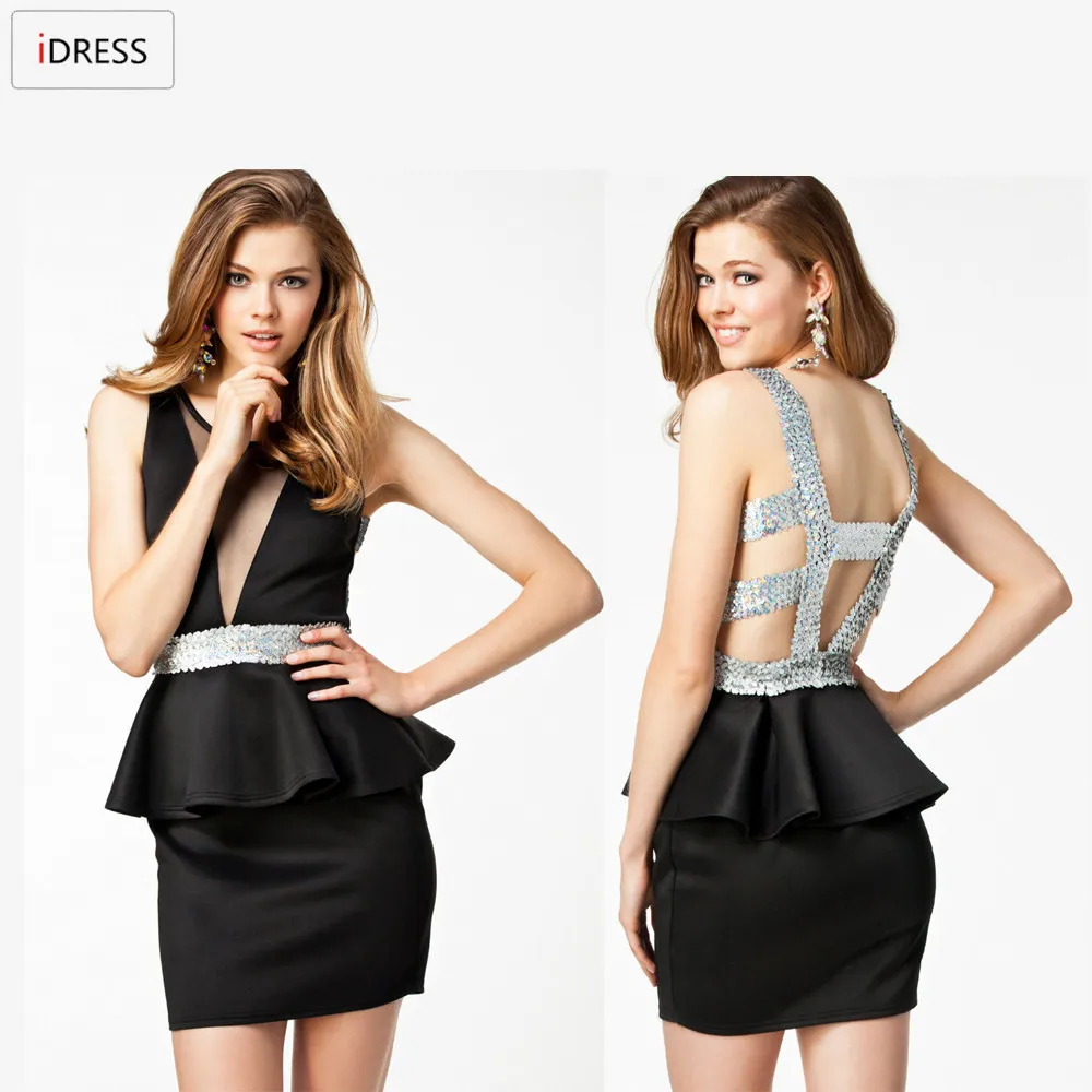 

Cheap Dresses New Fashion Sexy Party Deep V Neck Mesh Dress Sexy Backless Bodycon Bandage Dinner Suit Sexy Sequin Peplum Dress