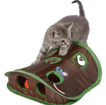 

9 Hole Hide Mouse Hunt Cat Toy Hide Seek Game Pop-up Collapsible Puzzle Exercise Cat Toy Pet Puzzle Toy with Mice and Bell-ball