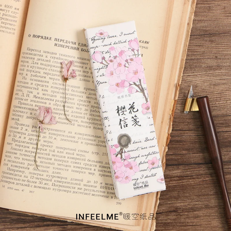 

30 pcs/pack Sakura Cherry Blossom Letter Bookmark Paper Cartoon Animals Bookmark Promotional Gift Stationery Film Bookmark