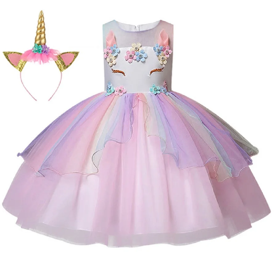 Girls Unicorn Tutu Dress Summer 2019 Rainbow Princess Kids Party Dress Girls Christmas Halloween Pony Cosplay Costume 3-10T Girls Unicorn Tutu Dress Summer 2019 Rainbow Princess Kids Party Dress Girls Christmas Halloween Pony Cosplay Costume 3-10T