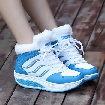 

Women Boots With Fur Nice Winter Warm Ankle Rubber Boots Wedges Women Snow Boots Soft Fur Shoes Women Footwear