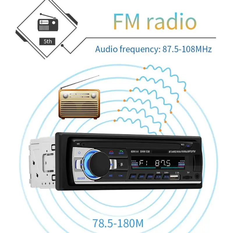 SWM 530 автомобильный аудио MP3 музыкальный плеер радио в тире Bluetooth 4,0 Двойной USB AUX головное устройство с пультом дистанционного управления автомобильный Viedo плеер