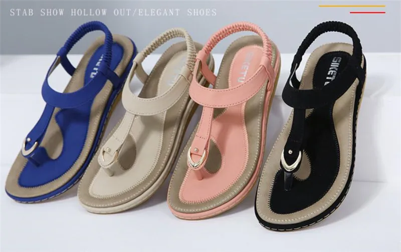 Summer Shoes Women Bohemia Ethnic Flip Flops Soft Flat Sandals Woman Casual Comfortable Plus Size Wedge Sandals 35-45