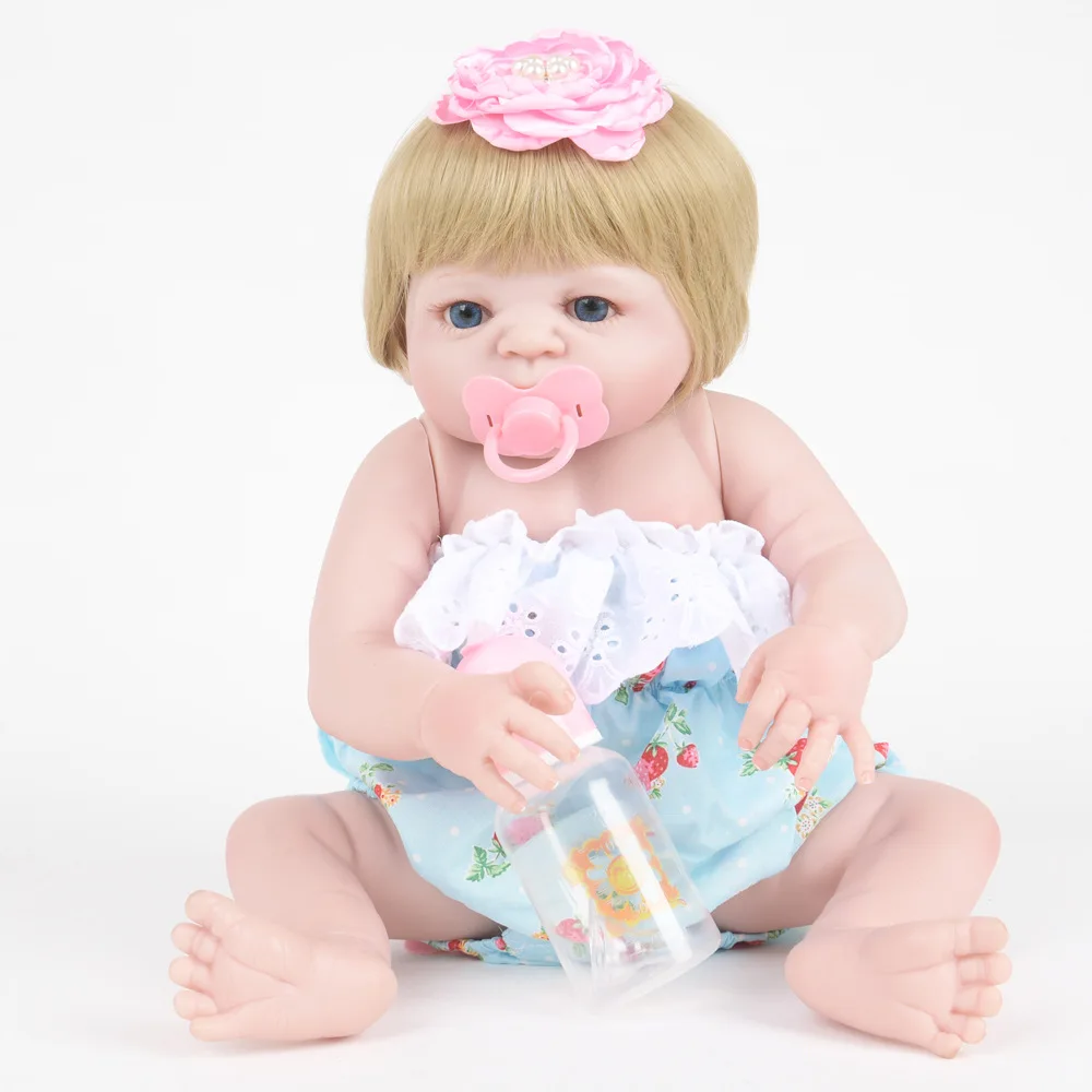 

22 Inch Soft Full Silicone Reborn Baby Doll Newborn Princess Girl Dolls for Children Kids Toy Birthday Xmas New Year Gift
