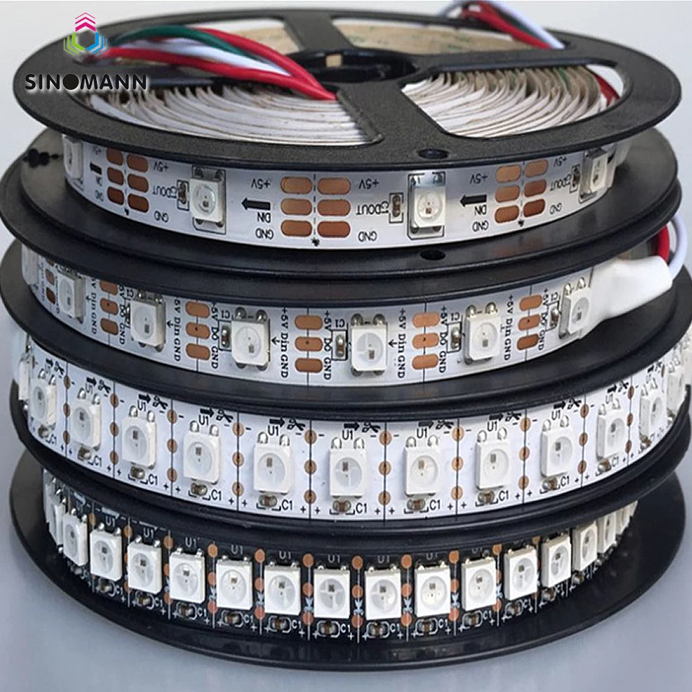 1 м/4 м/5 м WS2812B 30/60/74/96/100/144 пикселей/светодиодов/м Smart LED пикселей полосы черный/белый