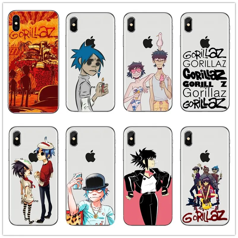 Мягкий силиконовый чехол Gorillaz из ТПУ для iPhone5s SE 6 6s plus 7 7plus 8plus X XS XR Max с мультяшным