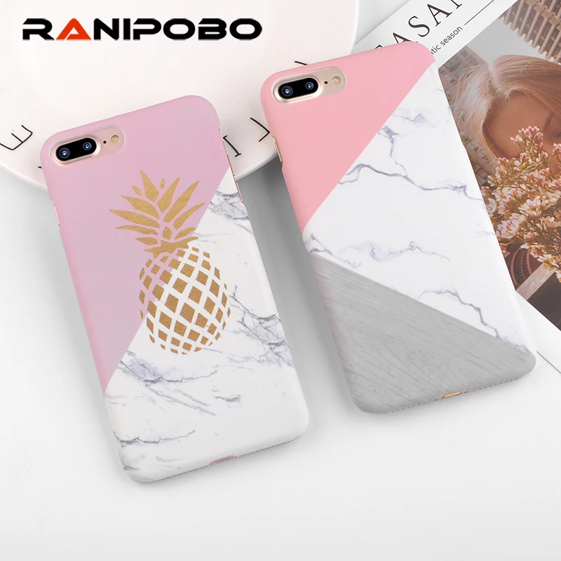 

Ranipobo Phone Case For iphone6 Case Geometric Splice Gold Pineapple Pattern Marble Cover Cases For iphone 8 7 6 6s Plus SE 5 5s