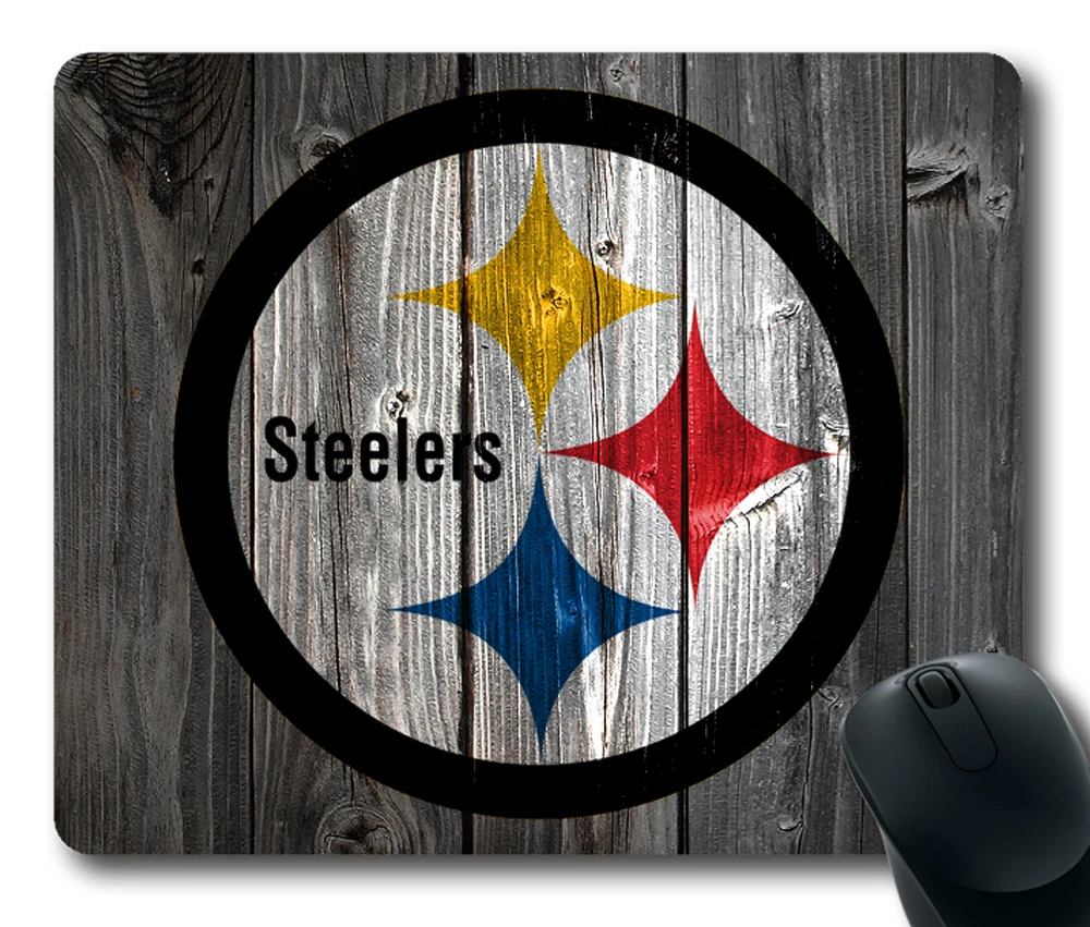 NFL Pittsburgh Steelers team logo wood pattern mouse pad,rubber mouse