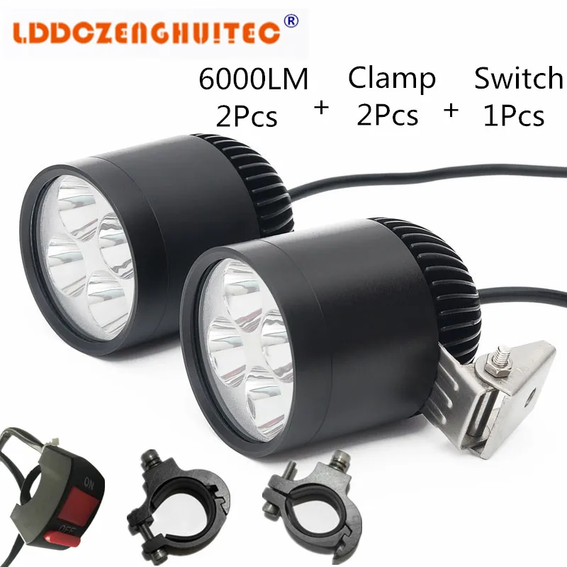 LDDCZENGHUITEC 30W 6000LM 40X Sport auxiliary motorcycle fog lights lamp Universal LED Lighting