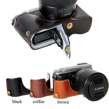 

Classical PU Leather Camera Bag Half Case Cover For Panasonic Lumix DMC-GX80 DMC-GX85 GX80 GX85 Camera Half Body Set