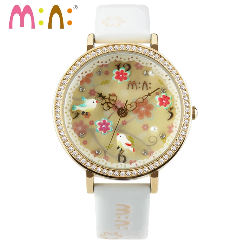 

M:N: Handmade 3D POLYMER CLAY Korea Mini watch rhinestones ladies Women's watches Dress watches Children girl Cartoon wristwatch