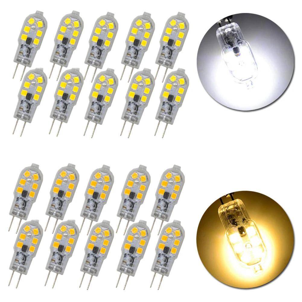  10PCS G4 3W 12 LED Light Bulb - Transparent + Silver AC/DC 12V  