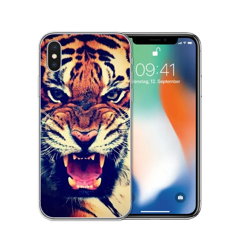 RUIXKJ для iphone X, 8, 8 Plus, 7, 6, 6S Plus, 5S, SE, крутой тигр, Сова, кошка, собака, мультфильм, окрашенный силиконовый чехол для телефона, для iphone 7, чехол - Цвет: T0532