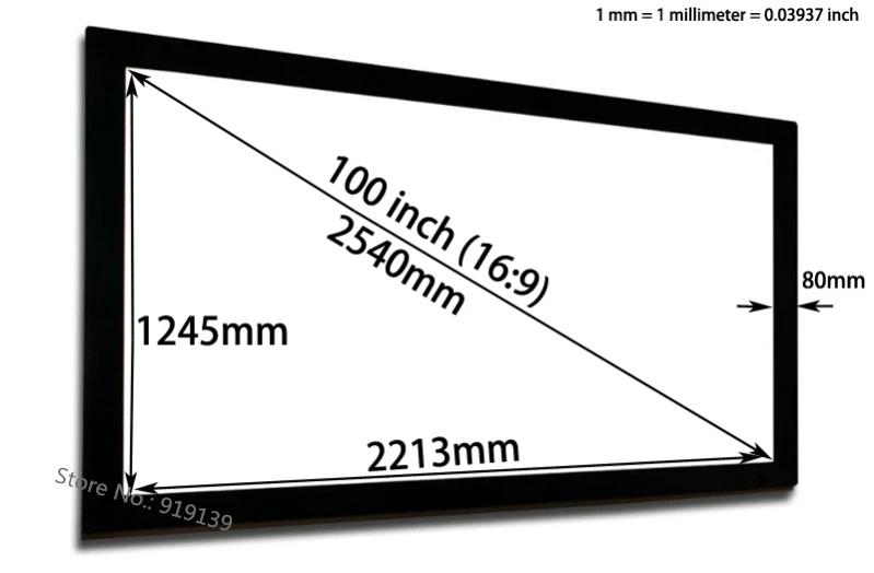 100 Inch Flat screen dimension