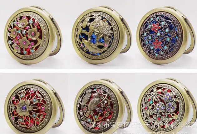

Vintage peacock peafowl Metal Portable pocket mirror two-sides folding makeup mirror Cosmetic Make Up mirror jk17