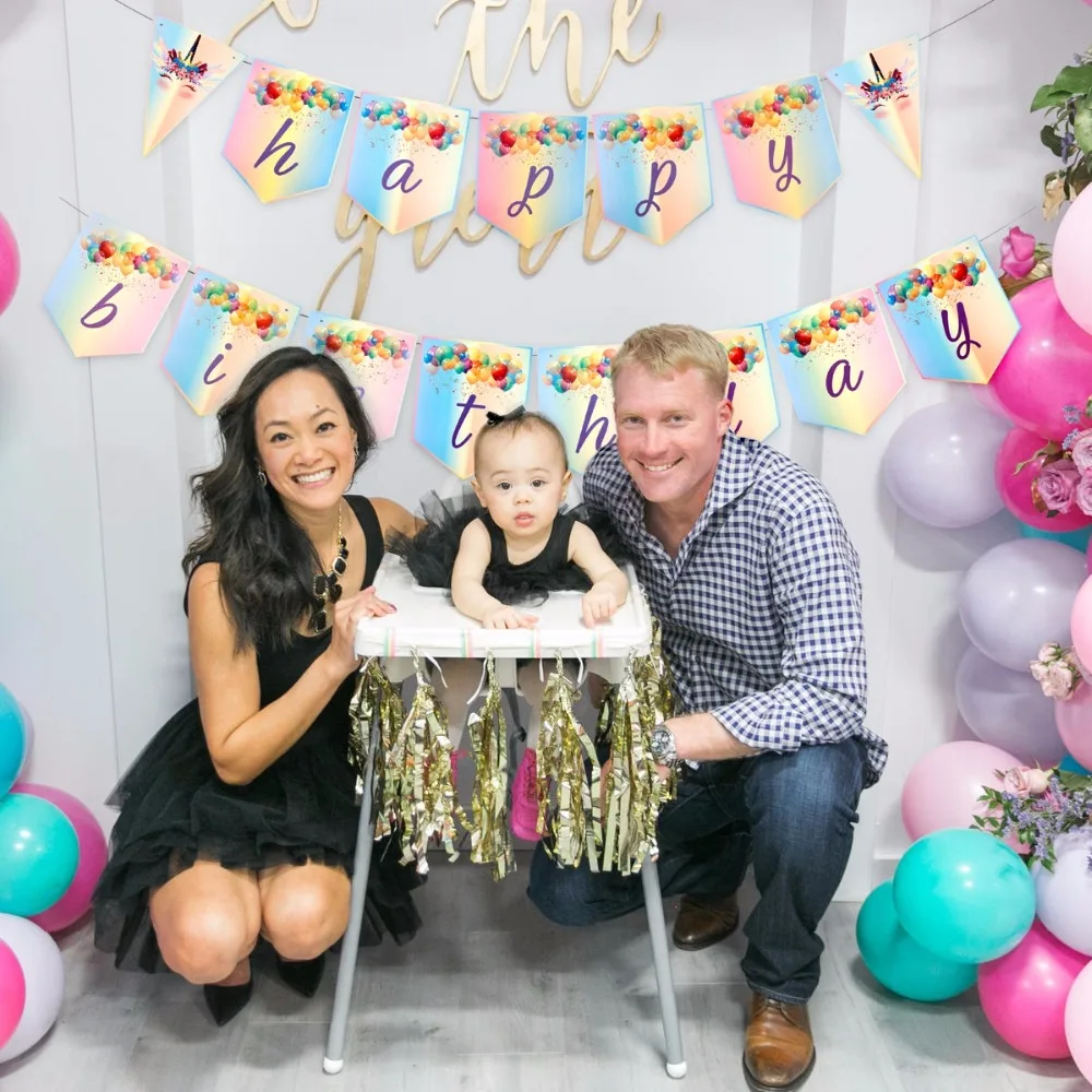 FENGRISE Блестящий Единорог гирлянда с днем рождения баннер I AM ONE Bunting Baby 1 день День