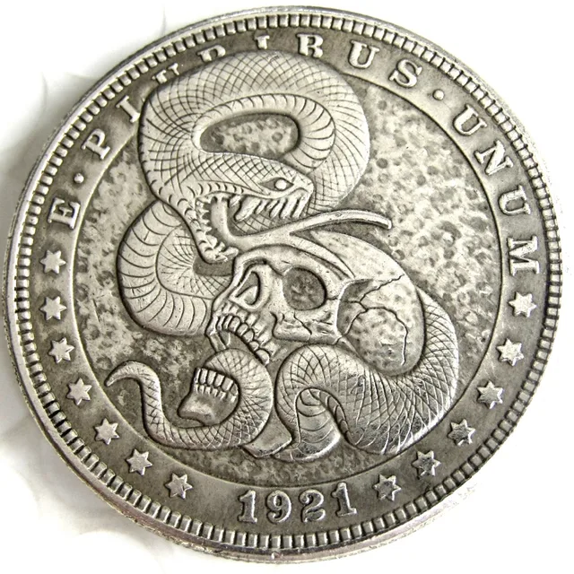Best Price HB(82)US Hobo 1921 Morgan Dollar Skull Zombie Skeleton With Snake Carved Creative Silver Plated Copy Coins