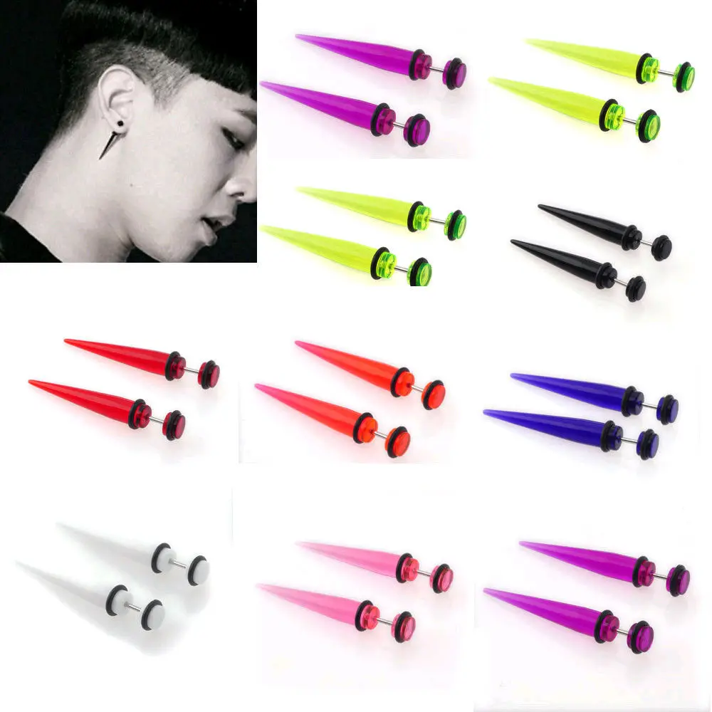 

Hot Fashion 2pcs Acrylic Fake Ear Plugs Taper Gauges Expander Stretcher Stretching Ear Piercing Stud Fashion Body jewelry Free