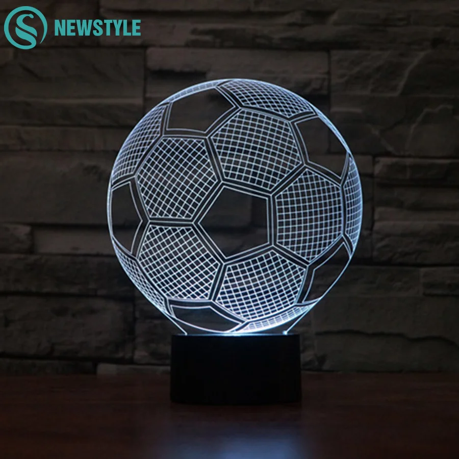

3D USB Football Led Night Light Touch Swith ABS Table Night Lamp 7 Colors Optical Gift for Children