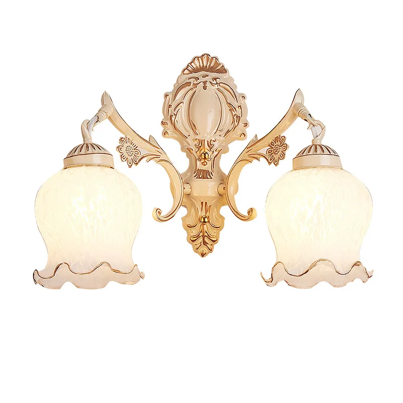 

American Minimalist Hotel Bedside Corridor Bedroom Glass Wall Lamp LED Aisle Single Head Iron Art Wall Lamps Light Fixtures
