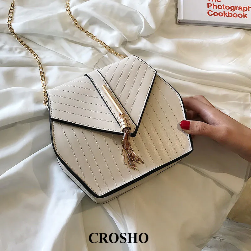 

CROSHO Fashionable Chain Advanced Texture Western Style Crossbody Bag Thread