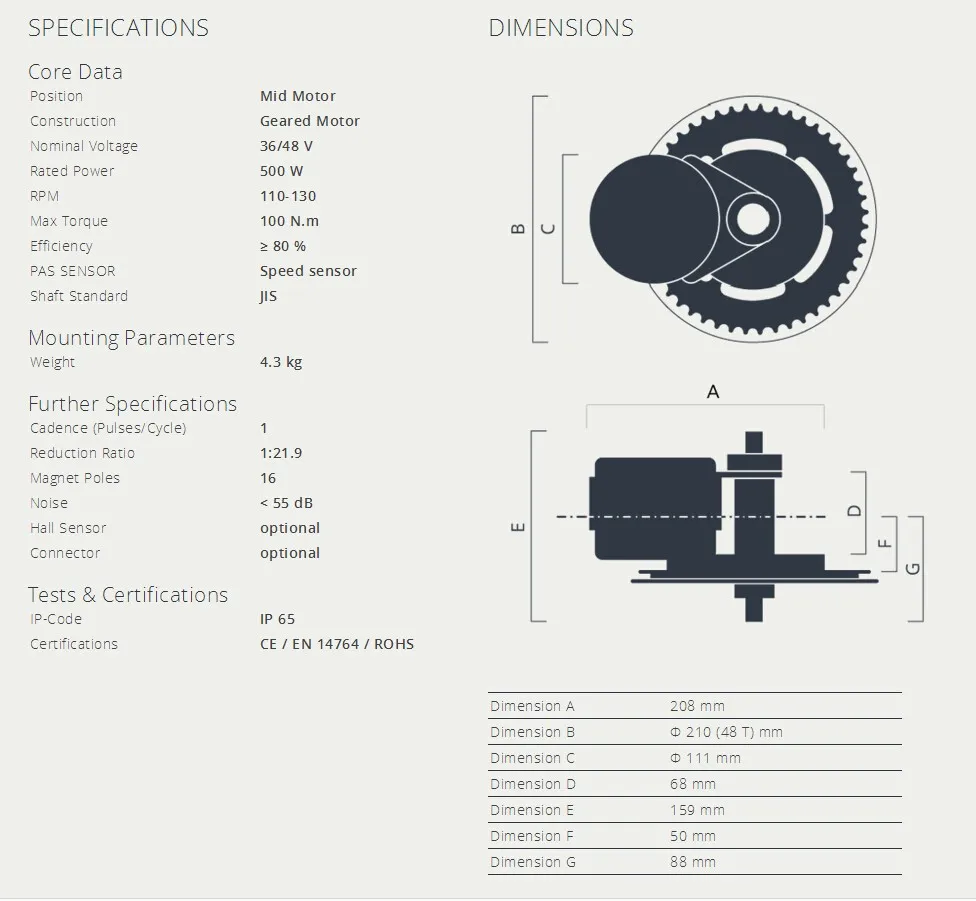 Discount 36V500W 8FUN mid drive motor wholesale center motor/mit Bafang BBS02B Mittelmotoren-BBS-02 free shipping MM G340.500 7