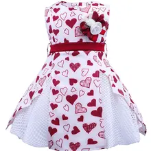 Платье для новорожденных девочек для принцессы Свадебное Театрализованное 1 год платье для дня рождения Платья для крестин для новорожденных Любовь Сердце печати