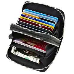 Складной кошелек RFID вощеный масло кожа молния карты бумажник для Для женщин кредитной держатель для карт маленький кошелек