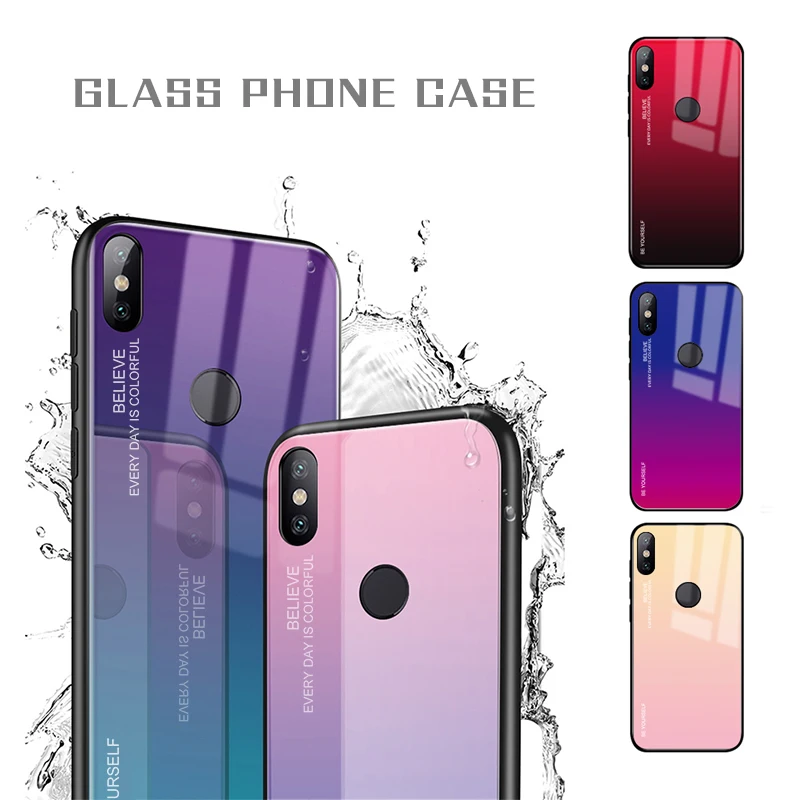 

Glass Case For Xiaomi Redmi Note 5 6 Pro Mi 8 A2 Lite A1 6 Mi6 Mi8 Pocophone F1 Mi6X Mi5X Luxury Gradient Tempered Protective