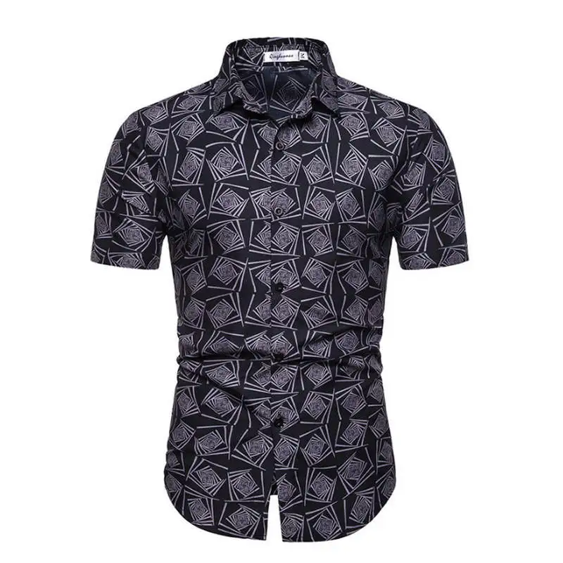 Мужские гавайская рубашка мужской Повседневное camisa masculina печатных Пляжные рубашки короткий рукав брендовая одежда - Цвет: C51