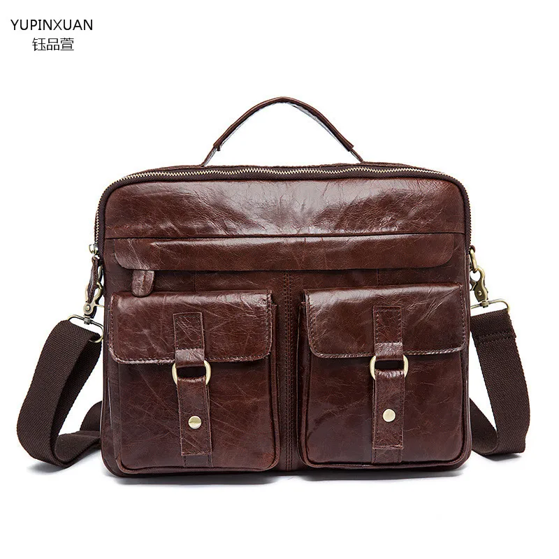 YUPINXUAN font b Leather b font vintage handmade crazy horse briefcase men genuine font b leather