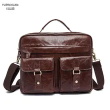 YUPINXUAN Cuero hechos a mano de la vendimia crazy horse maletín hombres de cuero genuino bolsas de mensajero de negocios Maletín bolsa de la oficina de Abogado