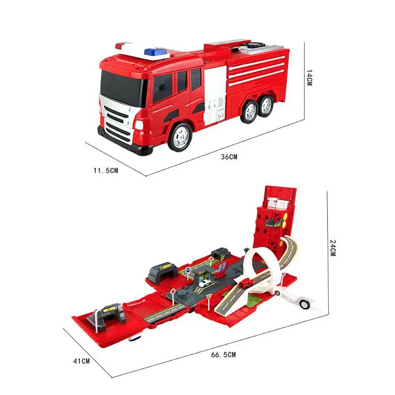 Большая пожарная машина сплав деформация подъемная лестница рельсовая Автомобильная сцена детские многофункциональные развивающие игрушки подарок