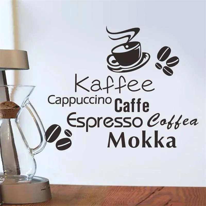 Модные Kaffee капучино Caffe буквы наклейки на стены дома Кофе магазин Украшения для кухни Diy виниловые наклейки декоративные печати плакат