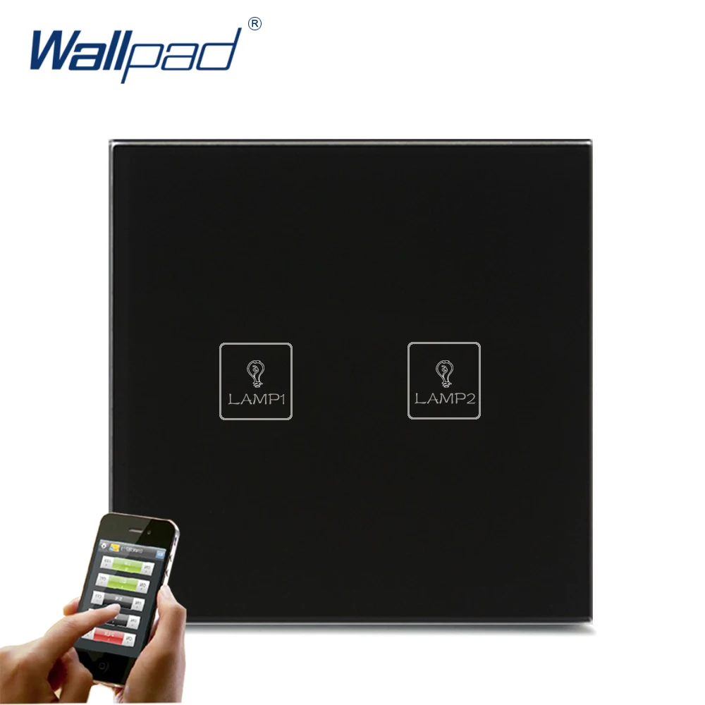 Best Quality WIFI Remote Switch Wallpad Black Glass 110-250V LED APP Wireless 2 Gang App Electric Touch Hotel Light | Обустройство