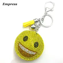 Cute Keychain Rhinestone Crystal Keyring Car Key Chain Women Key Holder Ring Bague Smile Face Wholesale Jewelry Gifts new fashion women heart rhinestone keychain pendant car key chain ring holder jewelry exquisite gifts m23