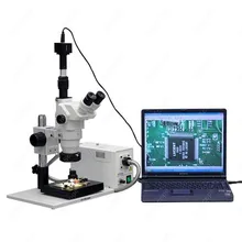 Zoom Stereo Microscope–AmScope Supplies 3.35X-180X Zoom Stereo Microscope + 5MP Camera + Fiber Ring Light