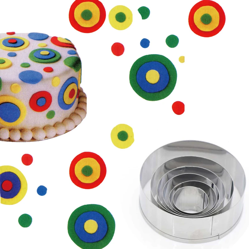 

Circular Round & Rose 6Pcs Cookie Cutter Stainless Stell Pastry & Biscuit Baking Cutter Cake Mold Fondant Tools