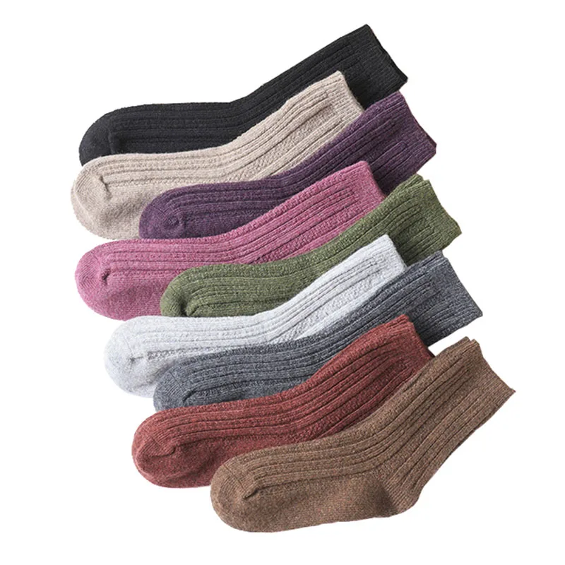 

Women's socks autumn winter thick Wool blending socks breathable deodorant warm solid color casual female cotton socks 2369