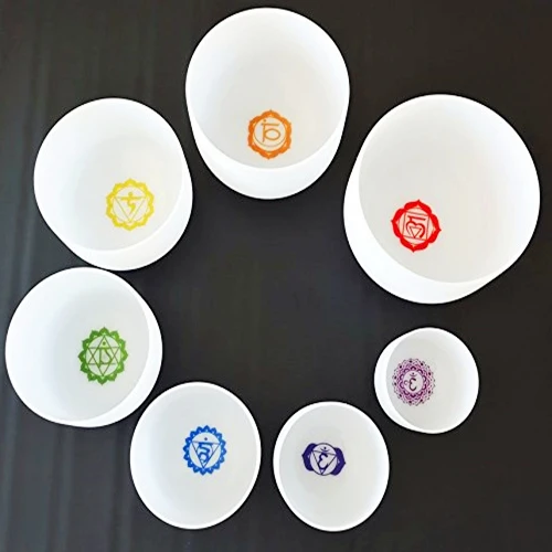 

8"-10" 7pcs Chakra Pattern Design Crystal Singing Bowls Set for Chakra Balancing/Yoga/Sound Healing/Meditation