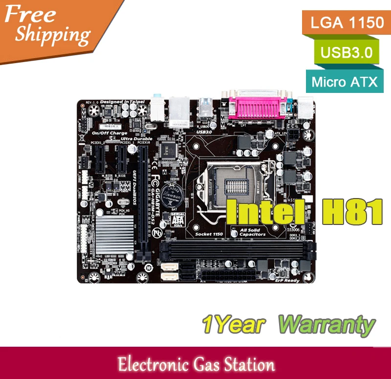 Original Gigabyte Desktop Motherboard H81 LGA 1150 PCI E 2.0 SATA III