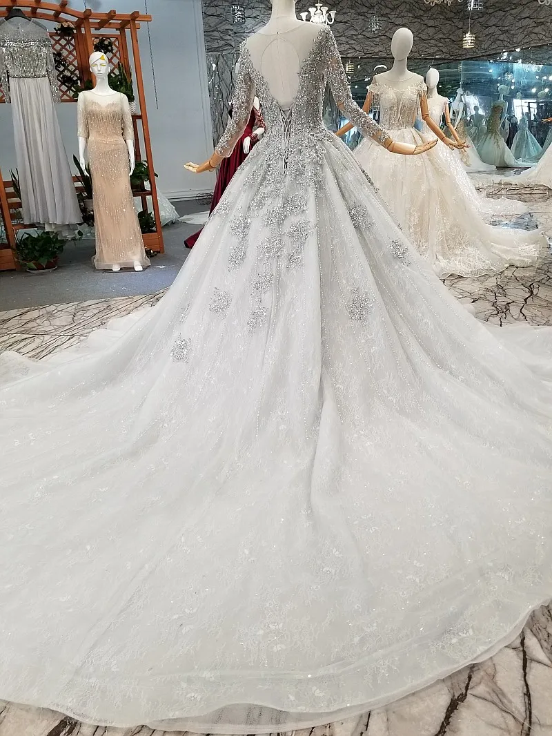 AIJINGYU блестящее платье Роскошные кружево платья queen Романтические свадебные Мексиканская 2019 Бальные Простой Свадебное