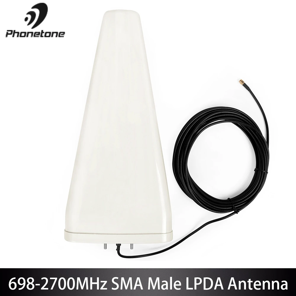 

Outdoor Log Periodic Antenna For Cellular Signal Booster 698-960/1710-2700MHz 4G LTE 11dBi 10m RG58 Cable & SMA Male Connector