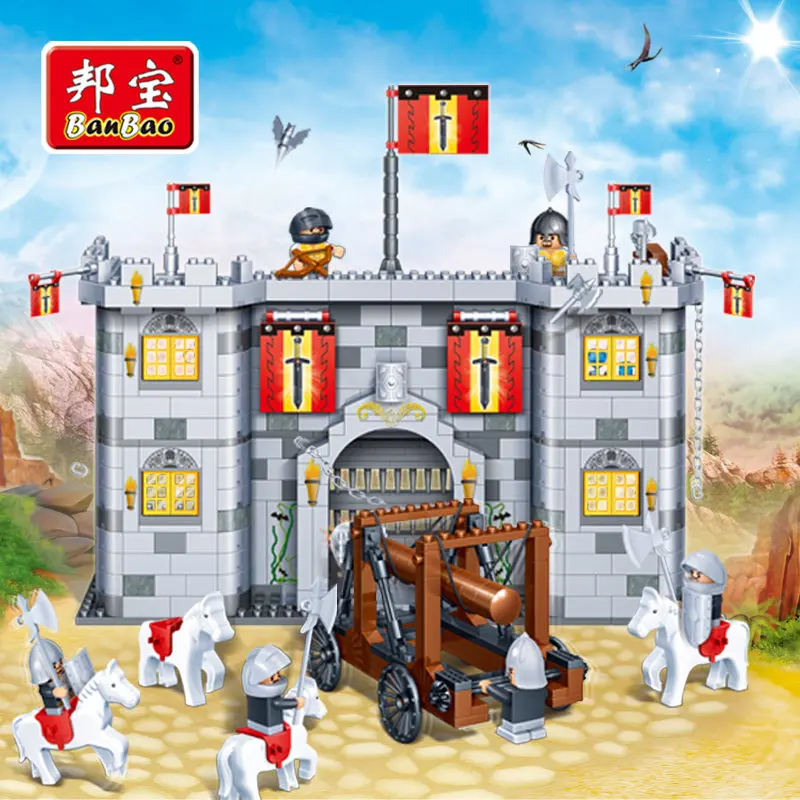 

BanBao Castle Educational Building Blocks Toys For Children Kids Gifts Heros Horses Weapon Knight Stickers