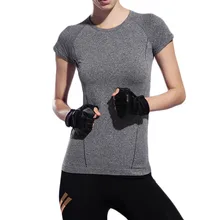 Эластичная спортивная футболка с коротким рукавом, Спортивная юбка для фитнеса, футболка для бега, йоги, быстросохнущая Толстовка