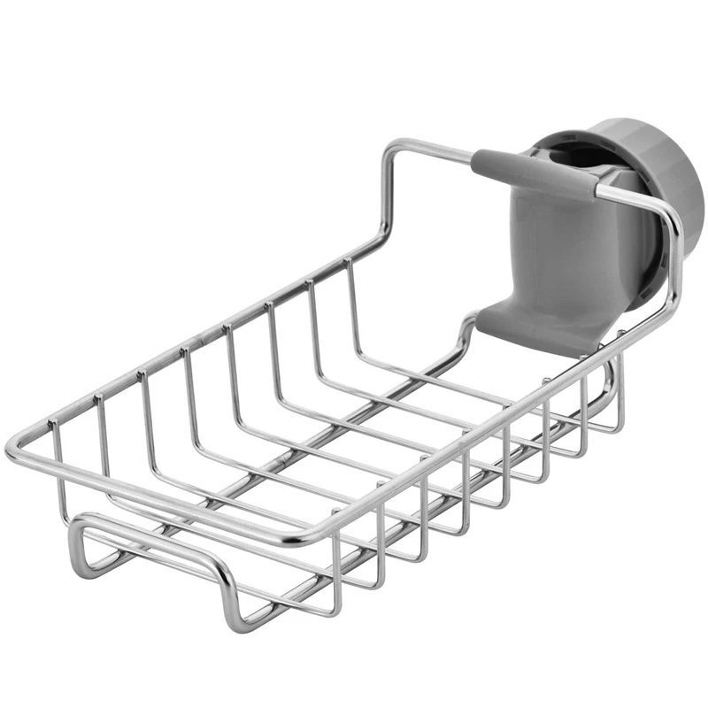 

Sponge Holder, Adjustable Stainless Steel Faucet Mounted Sponge Holder For Kitchen Sink Caddy Soap Brush Dishwashing Liquid Dr