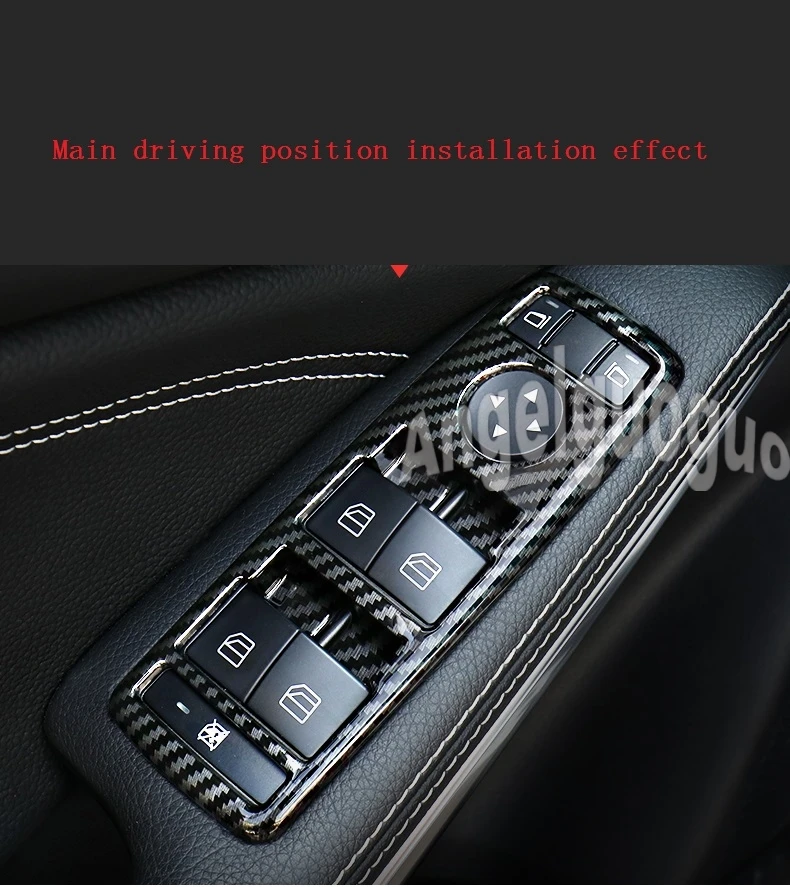 Angelguoguo Car window glasses lifter button decoration Frame stickers For Mercedes Benz A C B E CLA GLK ML GL GLA Class